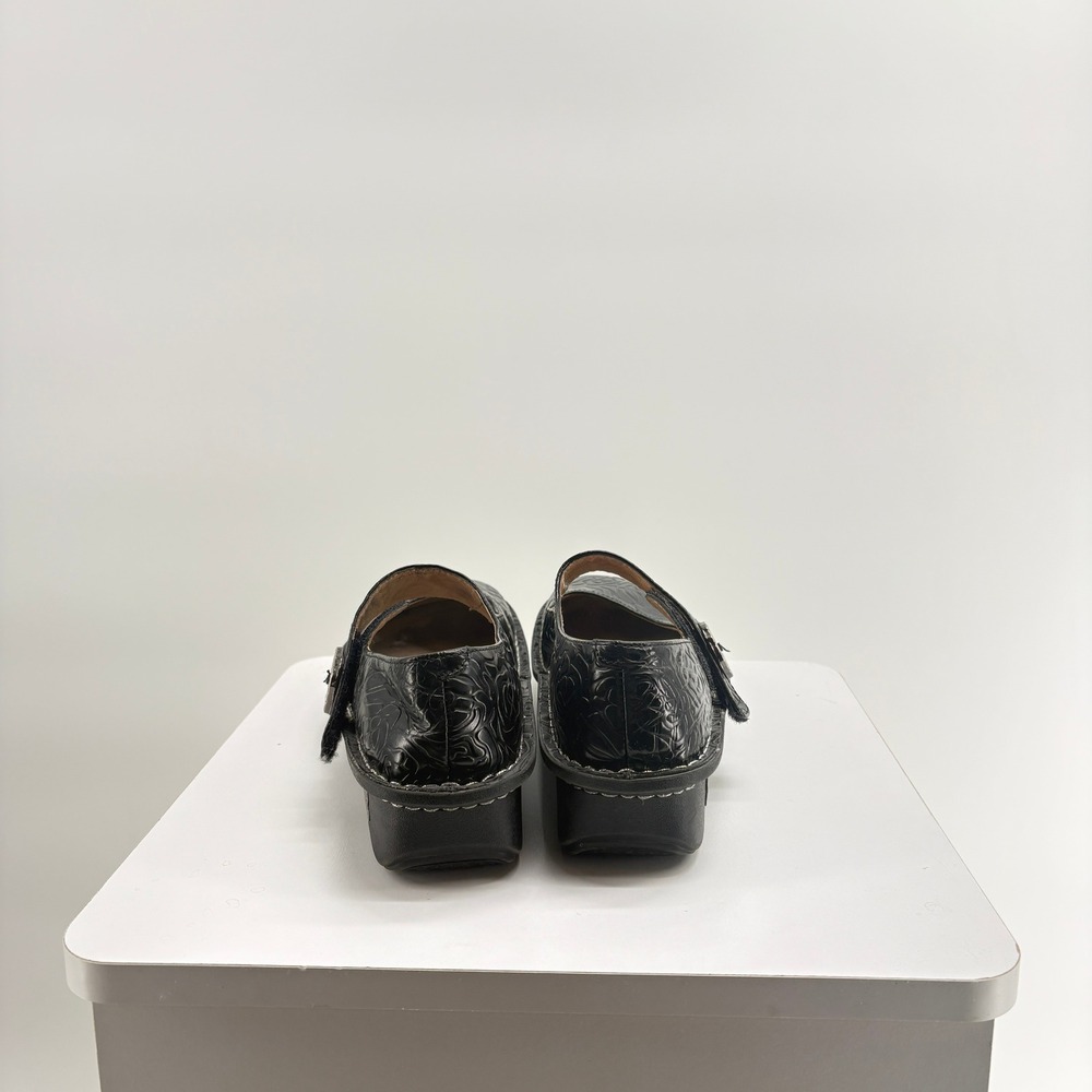 Alegria Paloma Black Floral Embossed Leather Mary Jane Shoes 38 Comfort Quirky‎ - Picture 10 of 12